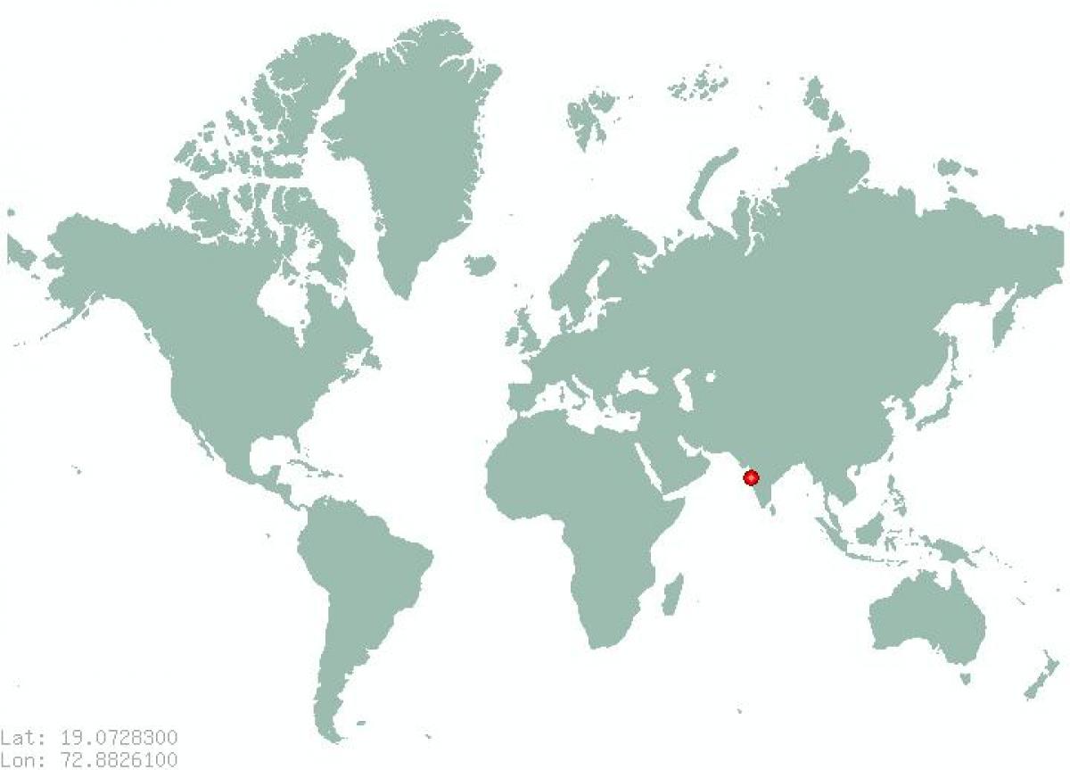 Dünya haritası üzerinde Mumbai