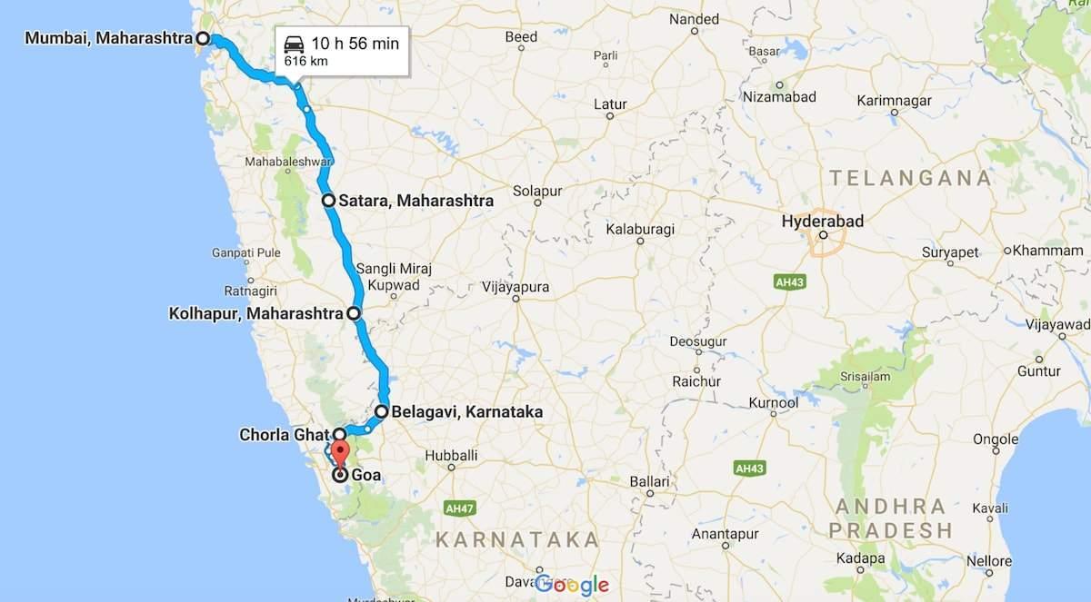 Mumbai goa yol haritası