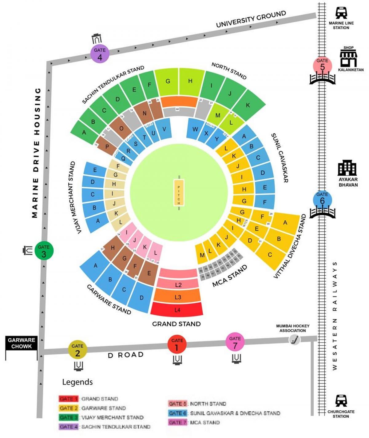 Wankhede Stadyumu haritası